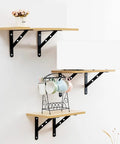 Heavy Duty Triangle Corner Brackets Built Tough For Floating Shelves And Scaffold Boards Rock Solid Right Angle Wall Mounts Kickass Steel Hardware For Your Next Project Pack Of Two on wooden shelves.