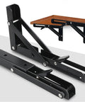 Two Pack Black Triangle Folding Angle Brackets For Heavy Duty Wall Shelves And Tool Mounts, foldable, metal design