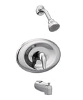 Chateau Chrome All-In-One Single-Handle Posi-Temp Eco-Performance Shower Faucet Set With Valve Included, sleek and modern design.