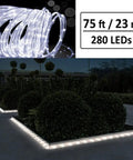 75ft Rope Lights With 280 LEDs Remote Control Waterproof Dimmable Tube Light With Timer 8 Lighting Modes Not Connectable Perfect For Deck Patio Wedding Bedroom Decor Vibe illuminating garden pathway at night
