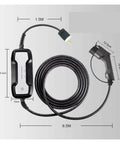 Beefy Portable Level 2 EV Charger 16A 3.68KW 26 Ft Cable Home Charging Station With Smart Temperature Control Chip shown with measurements