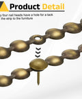 Smooth Upholstery Nailhead Trim Tape 8 Meter Glossy Bronze Decorative Strips With Easy Push Nails For Sofa Headboard Chair No Sweat Diy Furniture Boss Upgrade showing nail heads with tacks on a flexible strip.