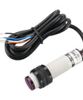 Retroreflective Photoelectric Sensor Switch E3F R4N3 DC 10 To 30V NPN No And NC Outputs 4 Meter Sensing Range M18 Thread Reflector Panel Included Plug And Play Industrial Automation Sensor For Easy Setup, M18 threaded cylindrical sensor with wired cable
