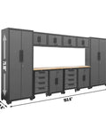 12 Piece Garage Storage Cabinet Set With Lockers Shelves Wood Workbench And Wall Cabinets For A Spotless Workshop Organization Built With Durable Steel Construction Delivers Ample Drawer Cabinets Tall Cabinets And Wall Storage In Black And Gray