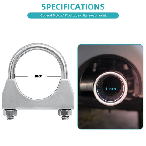 1 Inch Universal Heavy Duty Exhaust U Clamp Stainless Steel U Bolt Clamp For 1 Inch Pipe Muffler Exhaust System Pack Of 2