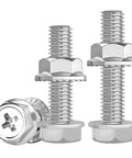 M6 Cross Flange Bolts And Nuts Kit With Toothed Lock Washers, Serrated Hex Head Screws, 20 Complete Sets, 304 Stainless Steel