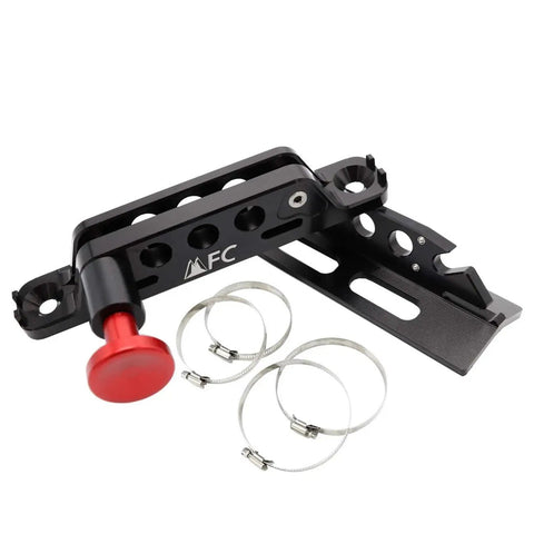 Beefed Up Heavy Duty Roll Bar Fire Extinguisher Holder Mount With Four Clamps For Jeep Wrangler Gladiator UTV Polaris RZR Ranger Ford Bronco Aluminum Construction Quick Release Red Pin 1 Year Warranty
