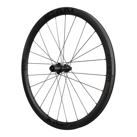 G25 650B Gravel Wheelset Ready To Shred For Gravel Riding And Bikepacking, carbon fiber T700, side view with spokes