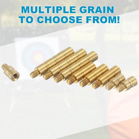 25 Grain Brass Screw In Arrow Insert Weight For Carbon Arrows 6.2mm 0.244 Inch Shaft Field Points Archery Accessory