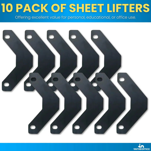 Black Binder Sheet Lifters For 11x8.5 Inch Binders, 3 Ring Binder Lifters, Pack Of 10 displayed in overlapping array