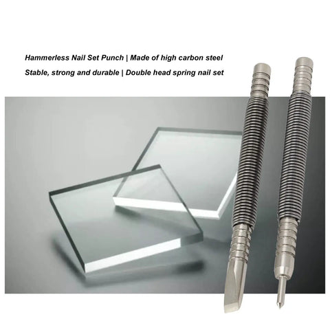 Hammerless Punch And Chisel Set With Spring Loaded Center Punch For No Hammer Needed Door Pin Removal In Tight Spaces