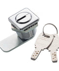 Durable Cam Lock Built Tough For Cabinets And Drawers, Fits Door Thickness 1 To 10mm, with two keys shown on white background
