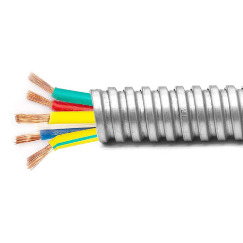 50 Ft Half Inch Reduced Wall Flexible Metal Conduit For Outdoor Low Voltage Electrical Wiring In Galvanized Steel Smooth Interior