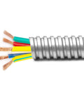 25 Ft 3/4 Inch Reduced Wall Flexible Metal Conduit For Low Voltage Outdoor Wiring, galvanized steel with exposed colored wires