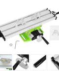 Boofaa Compact Multifunction Drill Press Platform For Milling Machines showing green sturdy alloy steel work table and adjustable components.