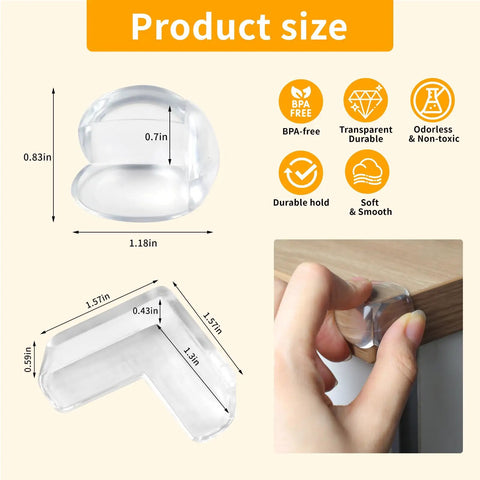 Dimensions of Baby Proof Corner Guard Kit 40 Pack, Clear Table Edge Bumpers And Sharp Corner Shields For Toddler Home Safety.