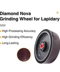 8 Inch Resin Diamond Lapidary Wheel Grit 1200 Plus 3000 Soft Cabbing Polishing Tool For Gemstone Finishing, showing wheel design.