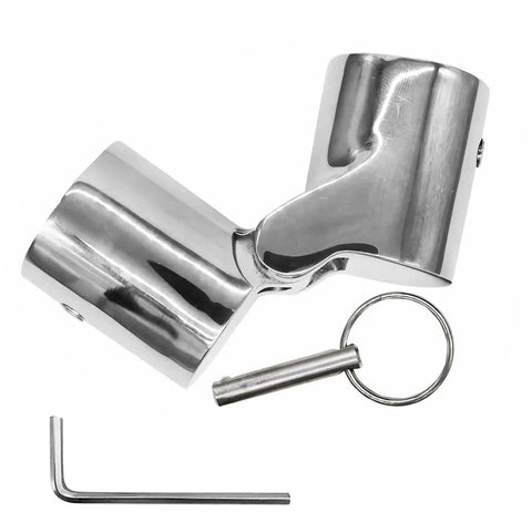 Two Pack Folding Swivel Tube Joint Connector For 1 Inch OD Stainless Steel Boat Handrail Fittings 316 Marine Grade With Mirror Finish For Saltwater Use 180 Degree Fold Beefy Saltwater Ready Marine Hardware, 316 stainless tube connector with key