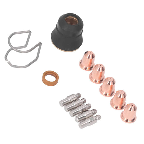 13 Piece Plasma Cutter Torch Consumables Kit For S45 With Electrodes, Nozzles, Tips, Spacers, Guide, Gas Diffuser Replacement Parts