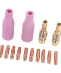 Pro Grade MIG Welding Gear Kit 14Pcs Copper Ceramic Plasma Torch Parts Set with 2 Ceramic Cups, 2 Connecting Rods, and 10 Contact Tips