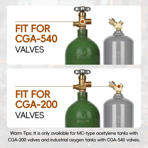 Pro Grade Heavy Duty Brass Welding Cutting Heating Torch Kit 4 Piece Set compatibility with CGA-540 and CGA-200 valves