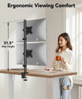 Vertical Dual Monitor Mount For Two 17 To 32 Inch Screens With Height Adjustable Arms And C Clamp on desk