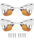 Twenty Pack Of Half Inch Furniture Mini Casters Featuring Durable Rubber Treads And Heavy Duty Steel Plates for smooth rolling wheels and included screws.