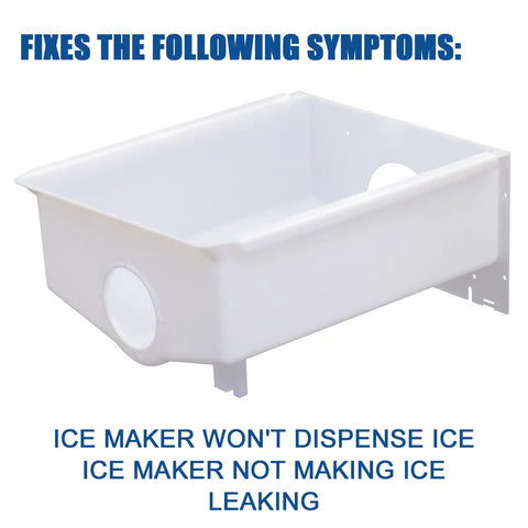 Ultra Durable Ice Maker Replacement Part WPW10670845 AP6023698 For Refrigerator Ice Bucket Compatible With Whirlpool Kenmore KitchenAid Amana No Brainer Install For Models 2196091 1115342 1115372 2152701 white plastic refrigerator ice bucket with mounting bracket