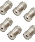 Pro Grade SO239 Barrel Connector 6 Pack PL259 Female To Female UHF Coax Adapters For CB Ham Radio Antennas 50 Ohm Brass Nickel Plated