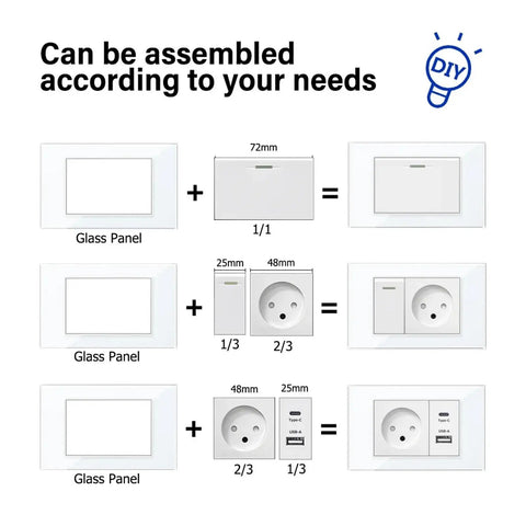 Assemble Premium White Tempered Glass Wall Socket With Rock Solid Build And Straight Up Hassle Free Install Plus Killer USB Type C Fast Charging For Israel Standard Home Wiring