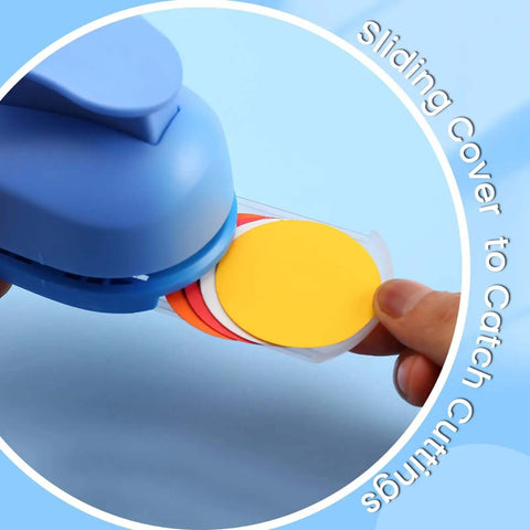 Sliding cover function of three eighths inch circle paper punch for quick no fuss circle cuts great for scrapbooking and crafts.