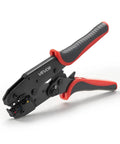 Heavy Duty Ratcheting Wire Crimper Pliers For 22 To 10 AWG Electrical Terminals with bold dial markings and quick release lever.