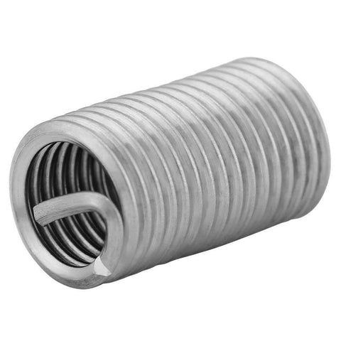 Close-up of a 304 stainless steel wire screw sleeve from the 10 Pcs M8x1.25 Helicoil Thread Repair Kit for damaged threads.