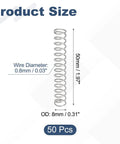 Stainless Steel Compression Springs Set, 50 PCS, 0.8mm Wire, 8mm Outer Diameter, 50mm Free Length