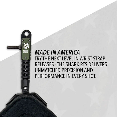 Archery Release RTS With Adjustable Index Finger Travel And Four Hole Length Caliper Style closed jaw, text description