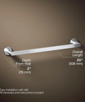 Composed 18 Inch Towel Bar In Polished Chrome, Tarnish Resistant, Durable Chrome Plated Steel, Simple wall-mounted installation view