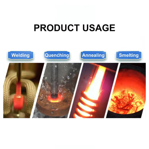 Straight Up 1800W Induction Bolt Heater Kit showcasing product usage in welding, quenching, annealing, and smelting applications.