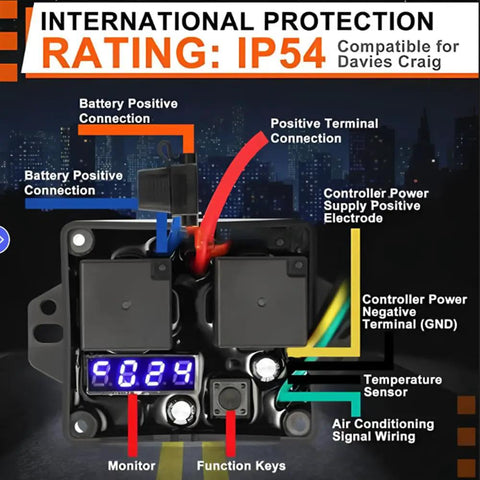 Digital Thermostatic Fan Controller Kit for 12V and 24V Cars with Disconnectable Probe and LED Readout IP54 rating
