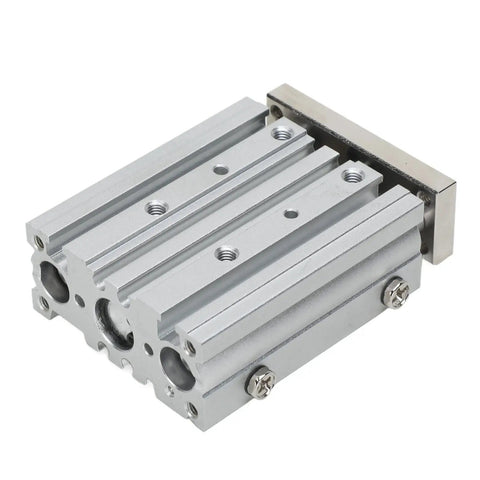 Three Rod Pneumatic Cylinder MGPM12 40Z 12mm Bore 40mm Stroke Built To Last with three guide rods in industrial silver finish
