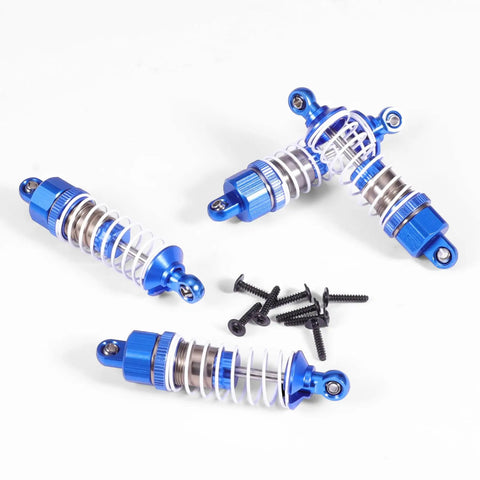 Beefed-Up Full Aluminum Oil Shocks Kit For 1/18 Scale RC Trucks 4 Pc Set Upgraded Replacement Parts Compatible With 18858 18859 18859A And 18868 Blue Finish