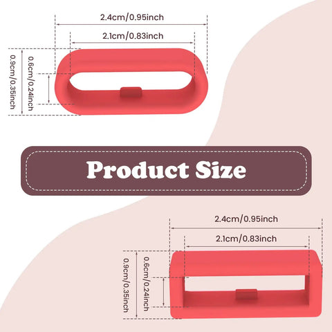 Dope Vivid Silicone Band Keeper With Magic Band Locks And Clips showing dimensions and size in red color