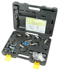 Pro Grade Hydraulic Brake And Clutch Pressure Bleeding System DIY Friendly With 1.2 Gallon Reservoir And Seven Master Cylinder Adapters in a durable storage case