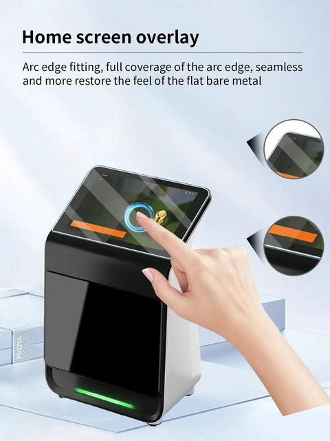 Person applying Premium Garmin Approach R50 Screen Protector Pro Grade For Golf Launch Monitor with finger touch demonstration
