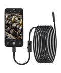 1920P HD Dual Lens Endoscope Camera With SemiRigid Snake Cable IP67 Waterproof 8 LED Lights connected to smartphone showing engine