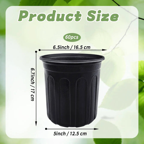 60 Pack One Gallon Plastic Plant Pots With Drainage Holes For Seedlings Cuttings And Transplants Perfect For Home Gardens