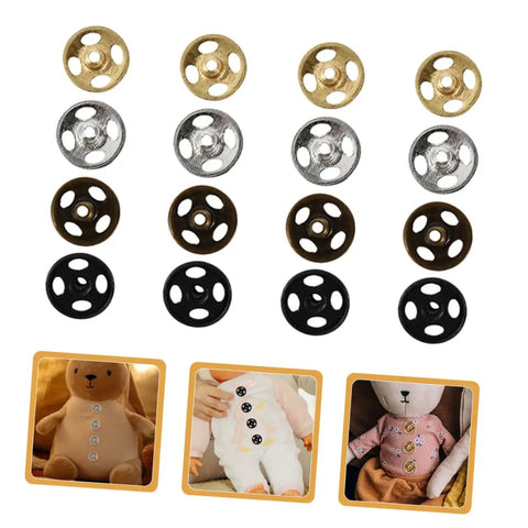 Mini Colored Button Set for Doll Clothes and DIY Sewing Projects, 120Pcs Tiny Round Snap Fasteners for Crafts, Replacement Buttons shown.