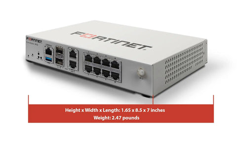 Straight Up Top Tier Enterprise Network Security Appliance With Five Year Premium Coverage featuring ports and dimensions shown.