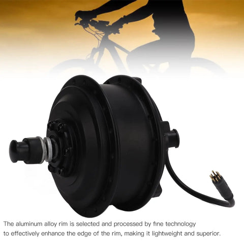 Street-Ready Powerhouse 36V 250W Waterproof Front Wheel Hub Motor Kit For E-Bikes With 3 Riding Modes showcased against a cycling silhouette.