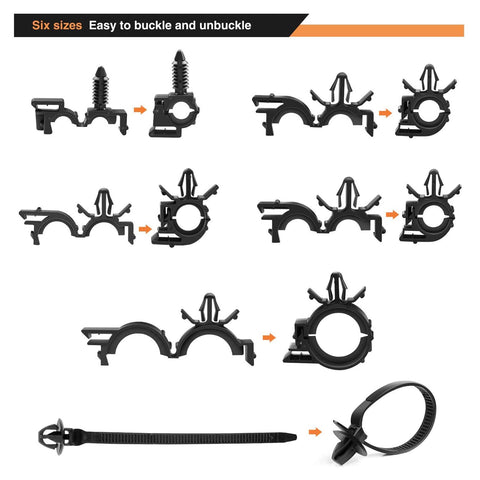 60 Pcs Automotive Wire Loom Routing Clip Kit With Six Sizes from quarter to three quarter inch loom fitting guide