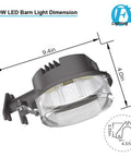 Diagram showing dimensions of 50W Dusk To Dawn Outdoor Barn Light With Photocell 5000K Daylight Waterproof ETL DLC Listed